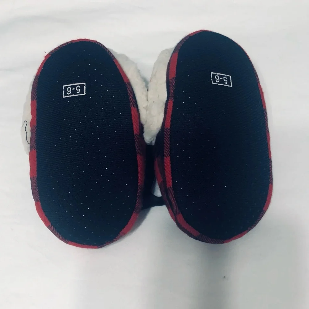 Baby’s slipper back closed cozy comfort Indoor/outdoor Breathable plaid Red.5/6